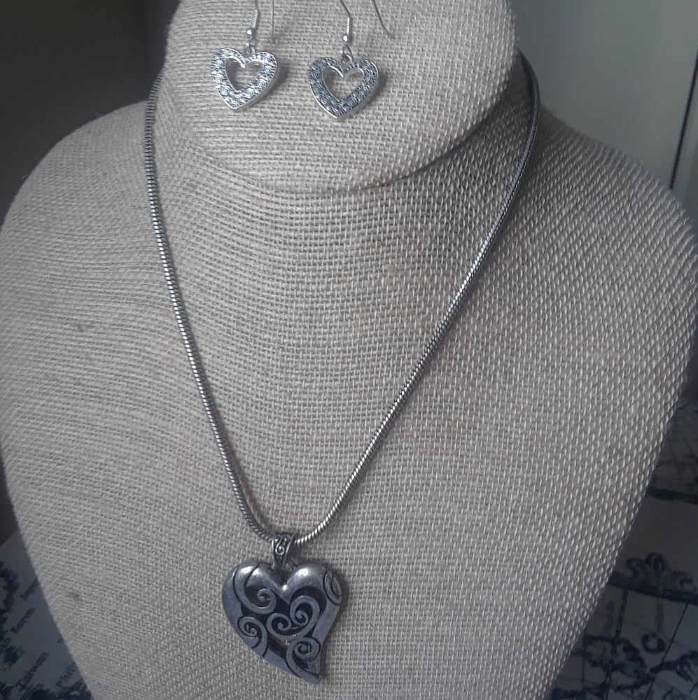 Heart shape necklace & earrings